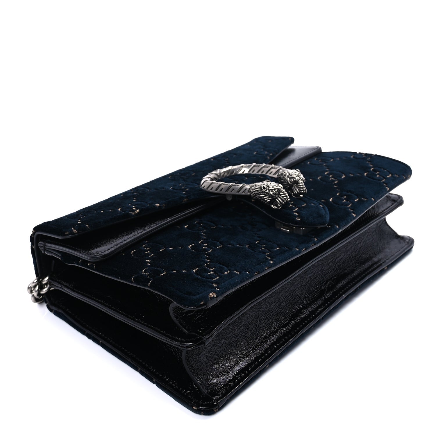 Gucci Velvet Skipper GG Monogram Small Dionysus Shoulder Bag  Blue Beige Black 7 of 8