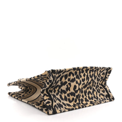 Christian Dior Canvas Mizza Embroidered Medium Leopard Book Tote Beige 4 of 10
