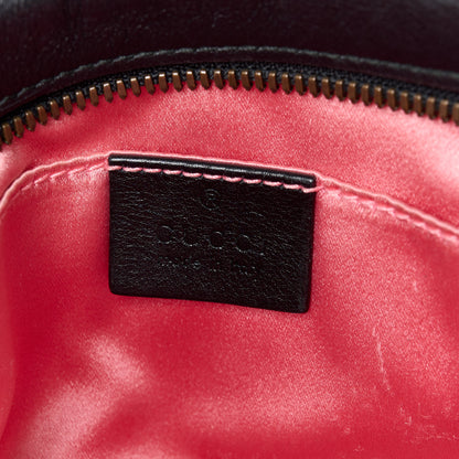 Gucci Calfskin Matelasse Small GG Marmont Chain Shoulder Bag Black White 6 of 11