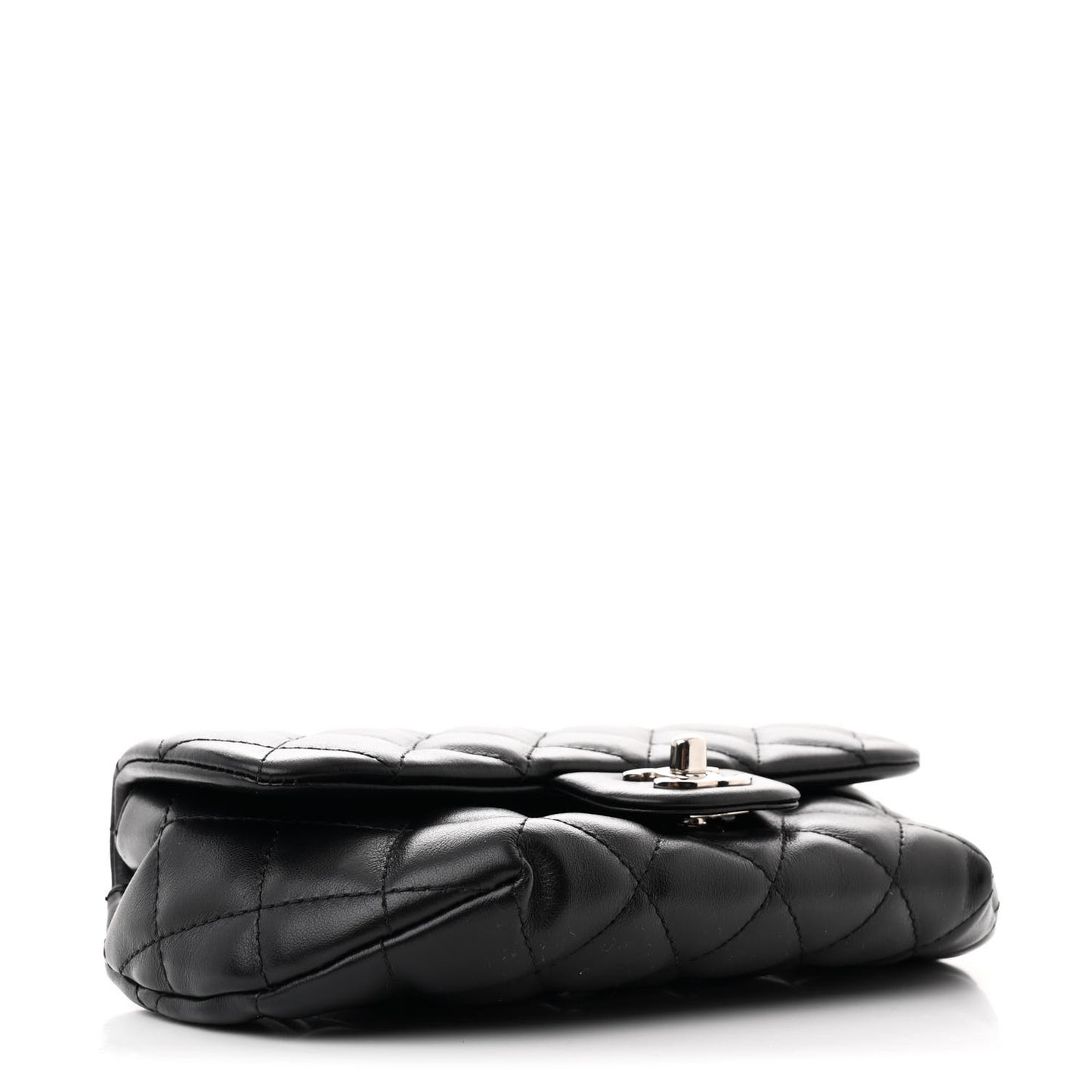 Calfskin Quilted CC Uniform Flap Belt Bag Black