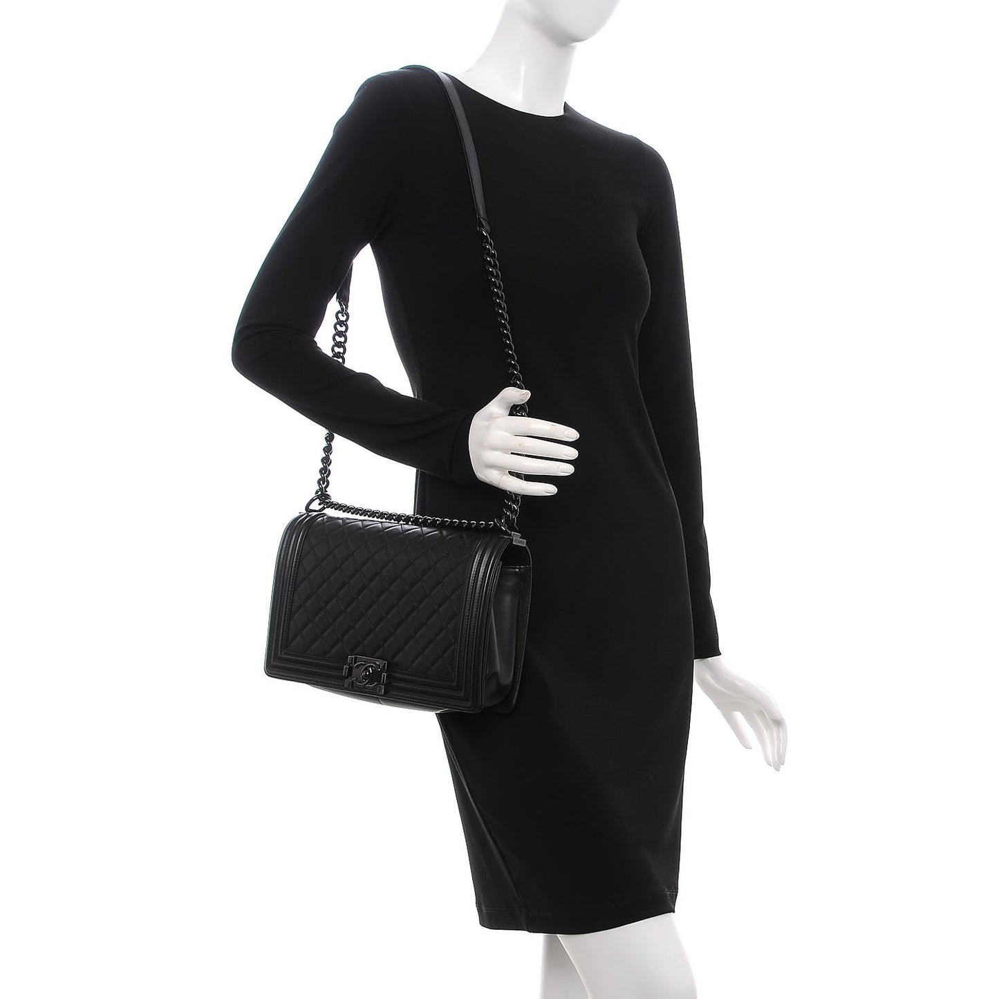 Calfskin Quilted New Medium Boy Flap So Black