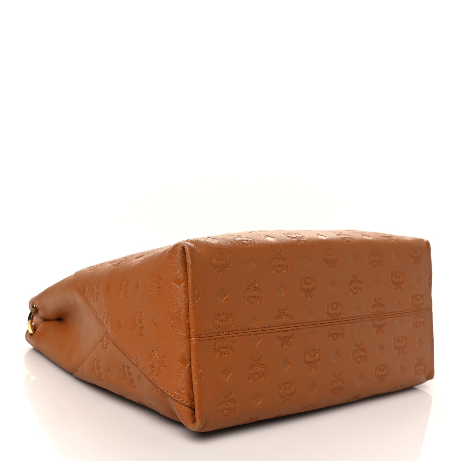 MCM Calfskin Ottomar Monogram Large Klara Hobo Cognac 3 of 5