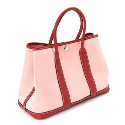 Hermes Toile Militaire Vache Country Garden Party Tote 30  Rose Sakura Rouge Duchesse 2 of 9