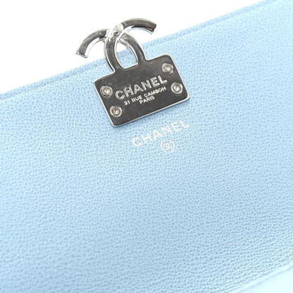 Chanel Grained Calfskin Quilted CC Box Pouch Light Blue 6 of 9