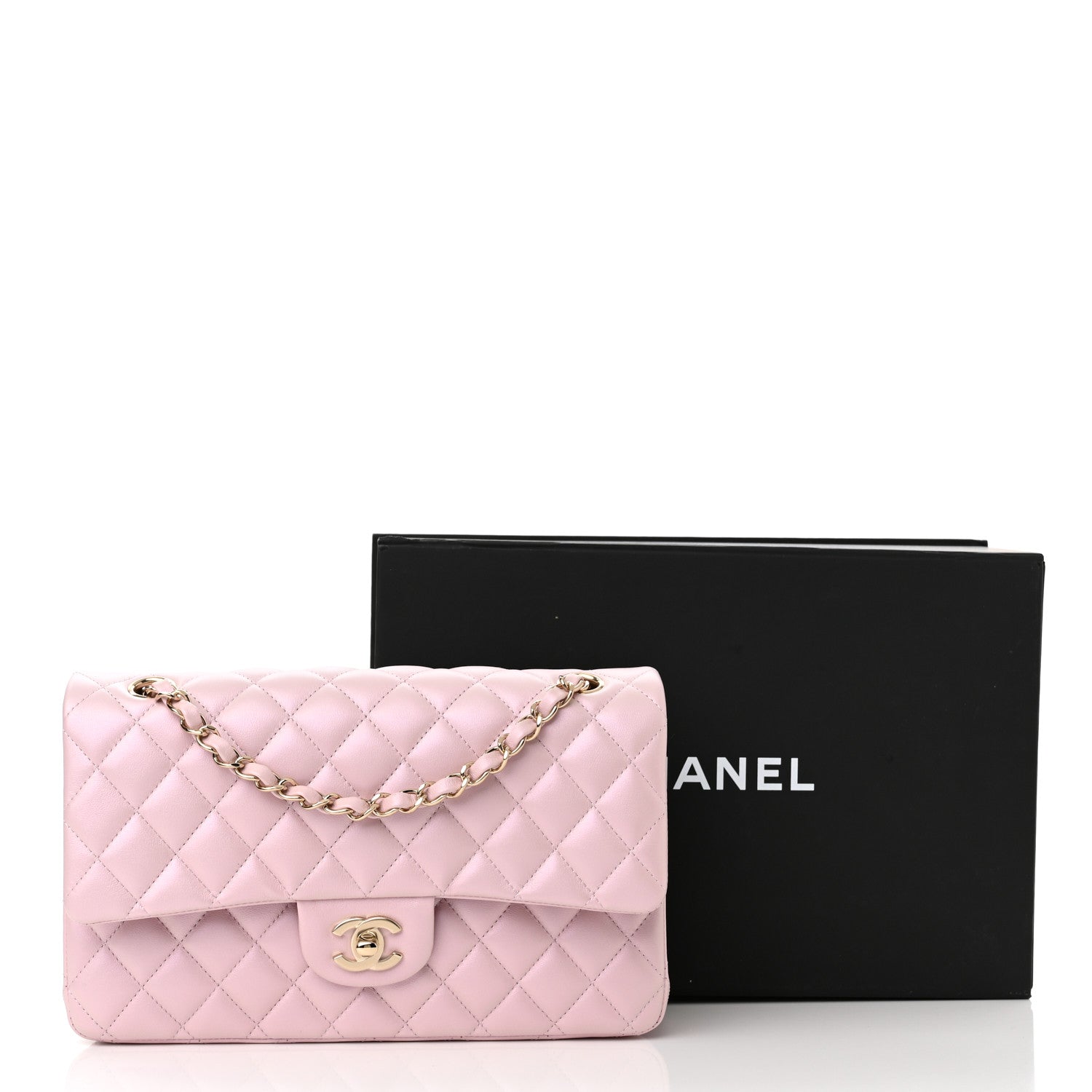 Chanel Iridescent Calfskin Quilted Medium Double Flap Light Pink 10 of 10