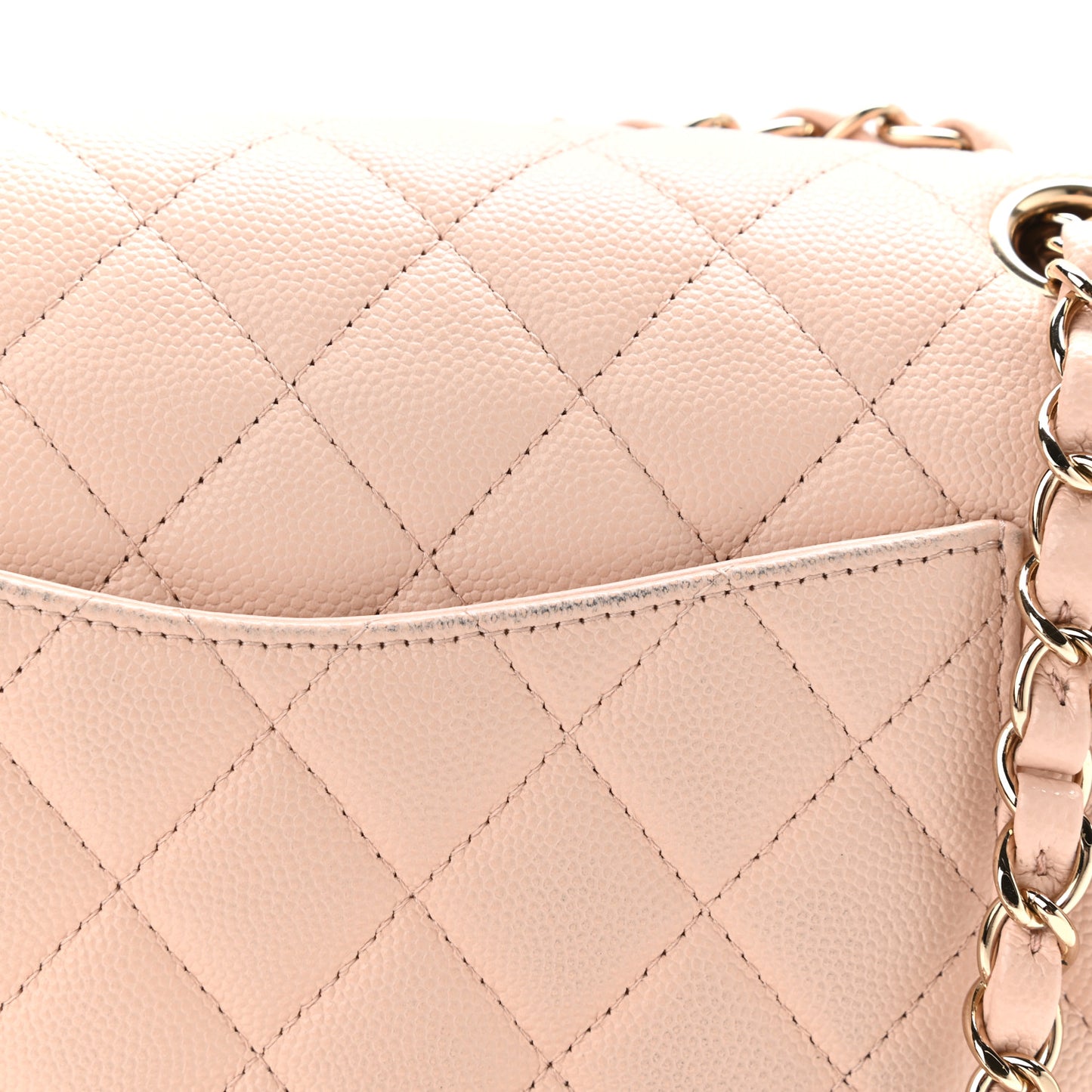 Caviar Quilted Medium Double Flap Light Beige