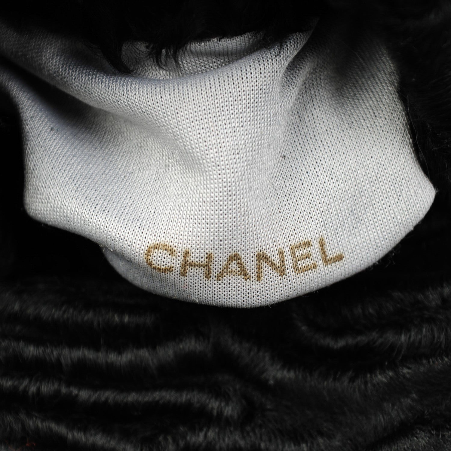 Chanel Astrakhan Fur Suede Gloves 7.5 Black 2 of 3