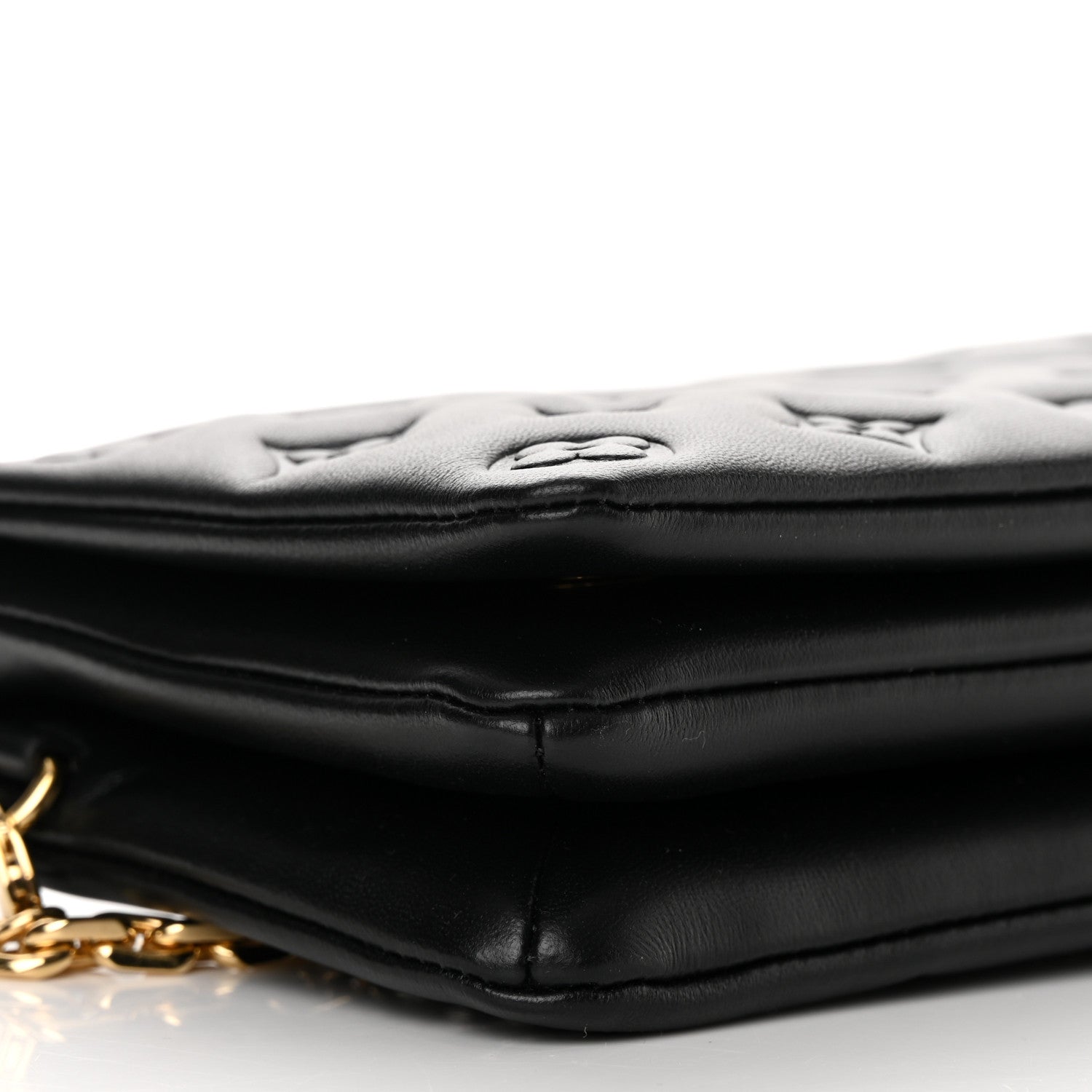 Louis Vuitton Lambskin Embossed Monogram Pochette Coussin Black 8 of 11