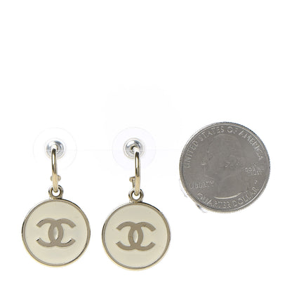 Chanel Enamel CC Drop Earrings White 2 of 5