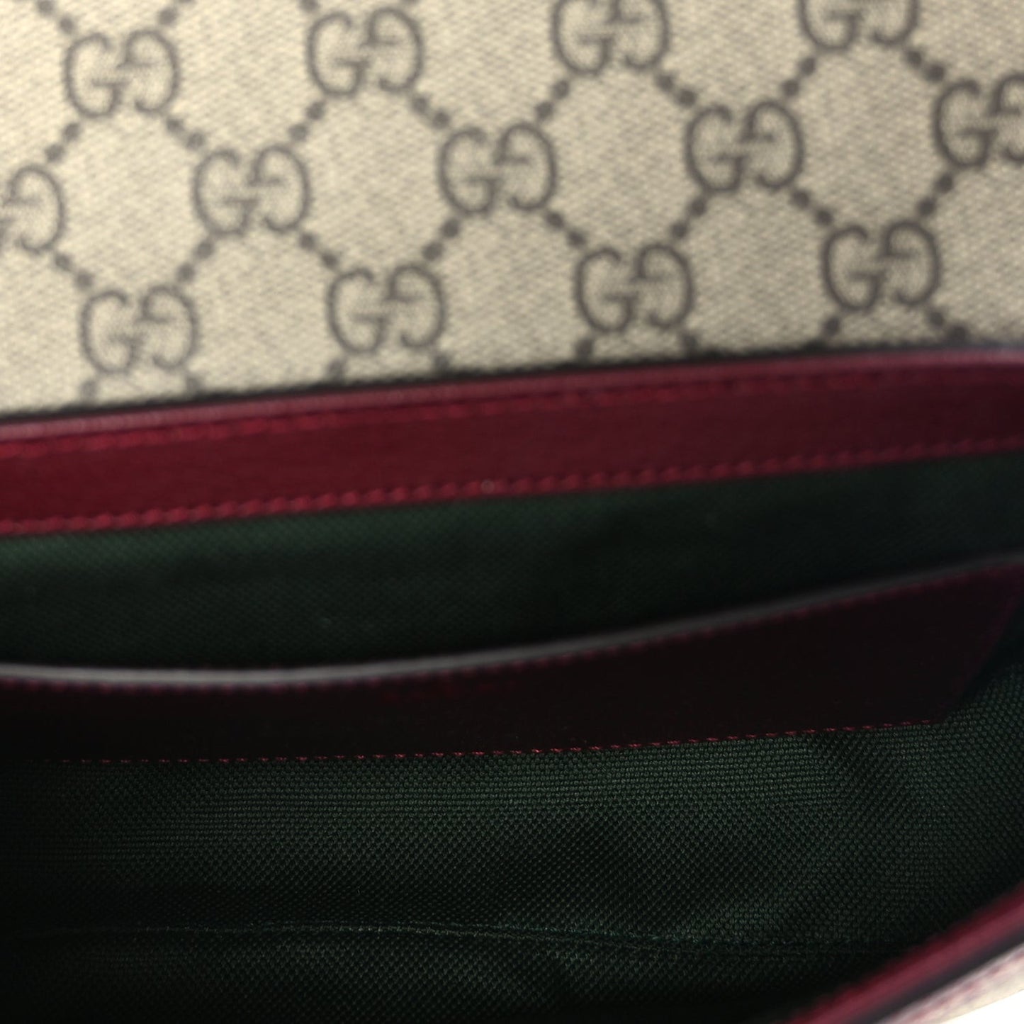 GG Supreme Monogram Textured Dollar Calfskin Small Ophidia Top Handle Shoulder Bag Beige Bordeaux