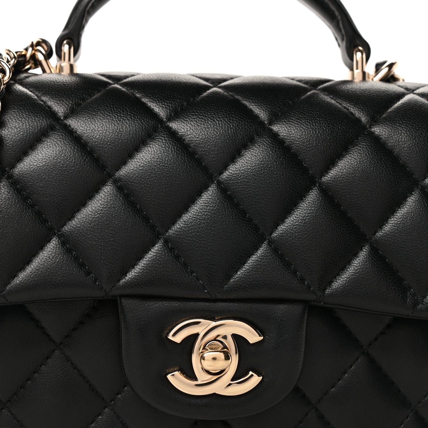 Chanel Lambskin Quilted Mini Top Handle Rectangular Flap Black 6 of 8