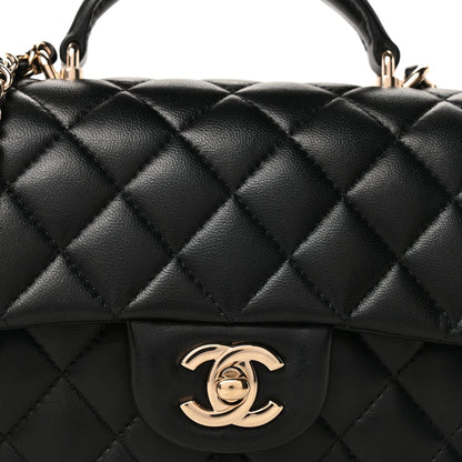 Chanel Lambskin Quilted Mini Top Handle Rectangular Flap Black 6 of 8