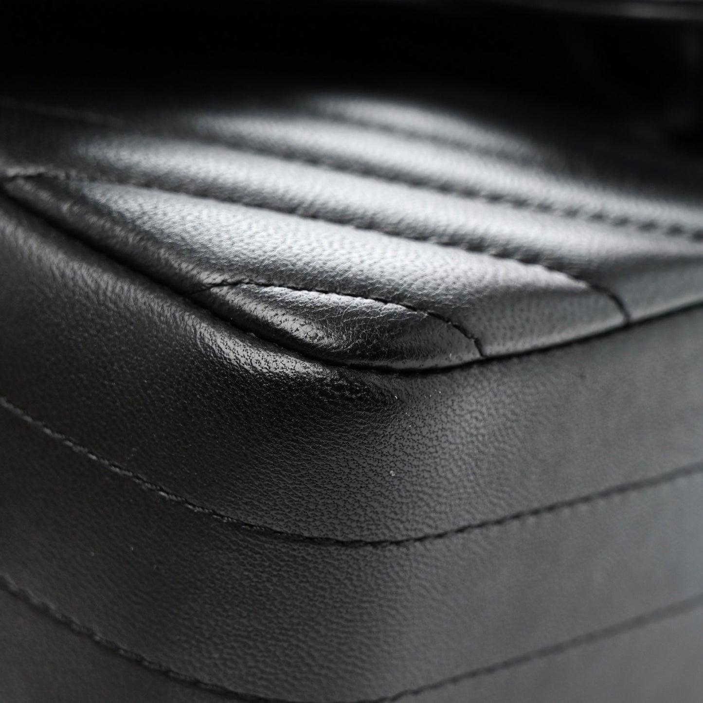 Lambskin Chevron Quilted Mini Rectangular Flap Black