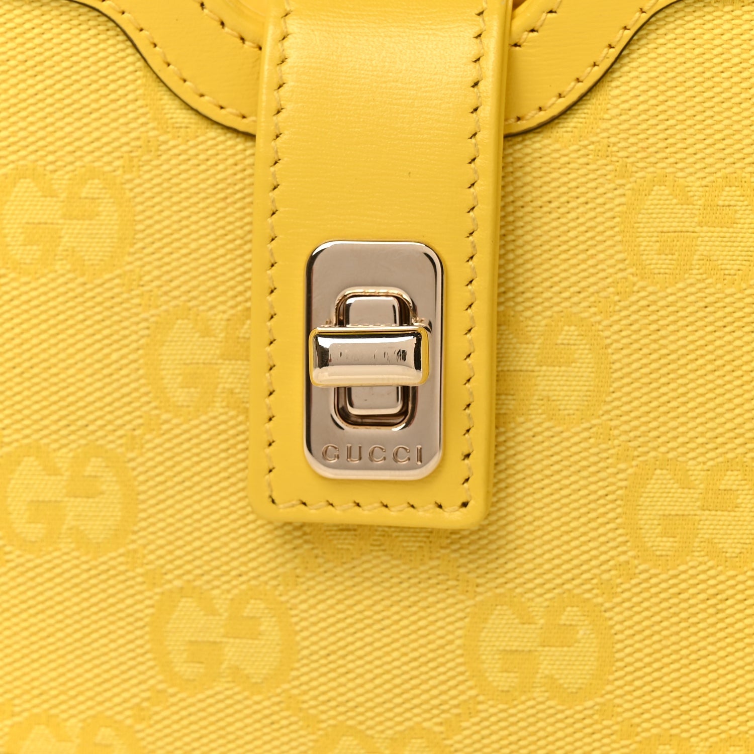 Gucci Calfskin Monogram Mini Moon Side Shoulder Bag Yellow 8 of 11