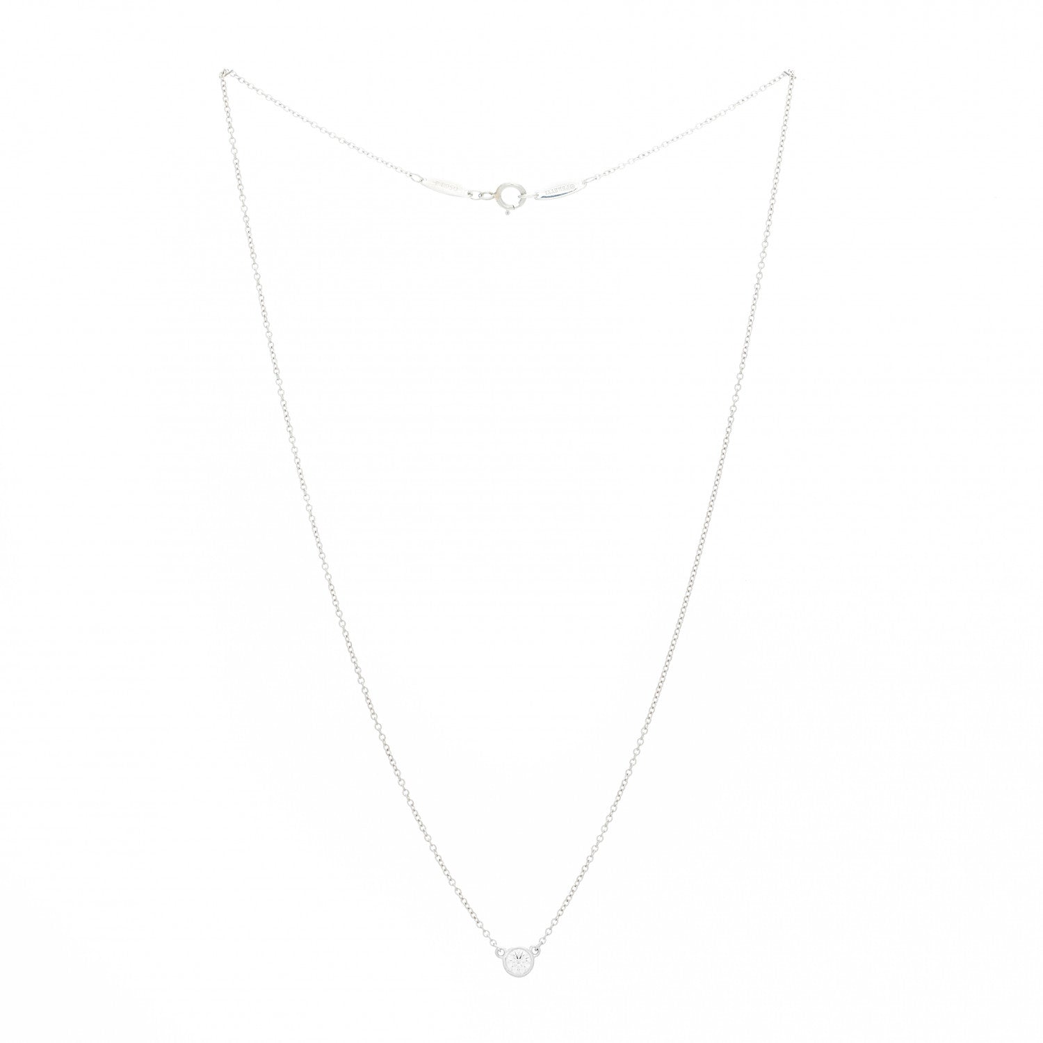 Tiffany Platinum Diamond .17ct Elsa Peretti Diamonds by the Yard Pendant Necklace 3 of 7