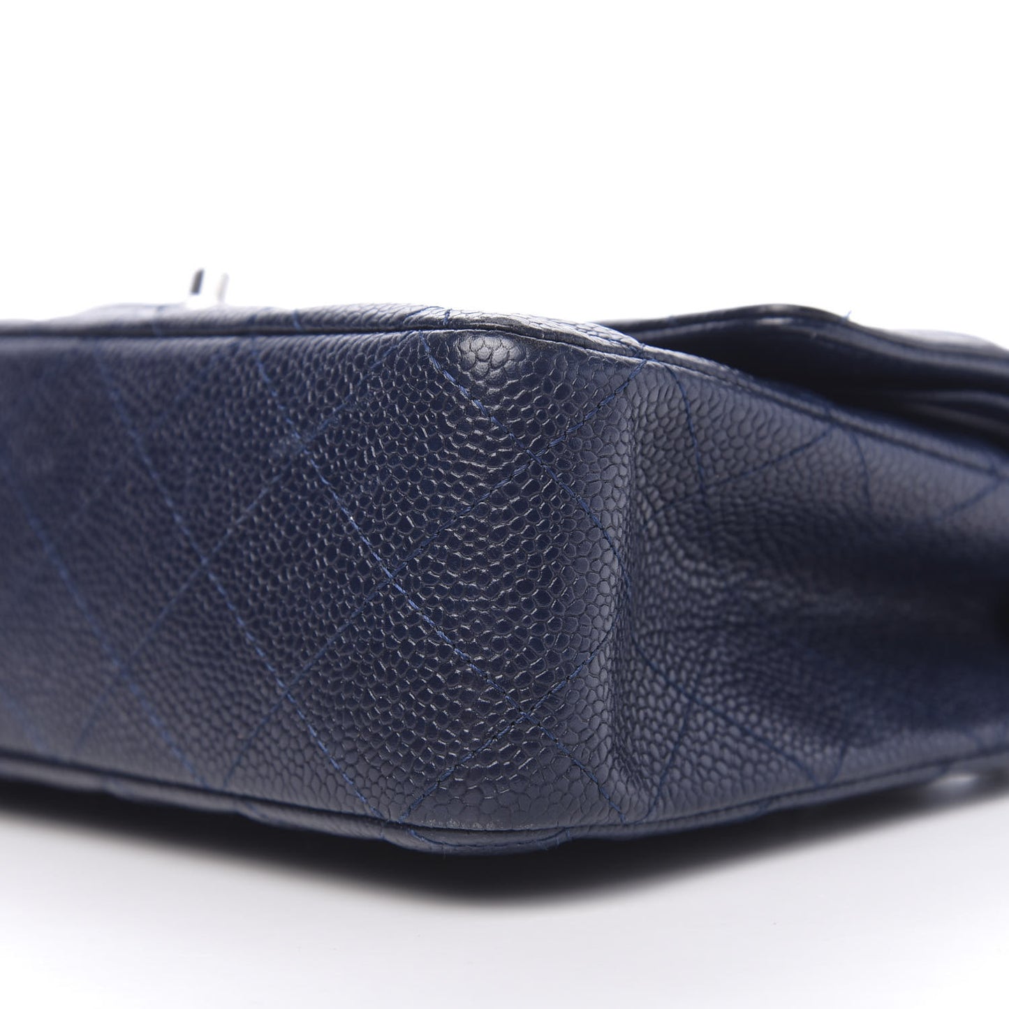Caviar Quilted Medium Double Flap Navy