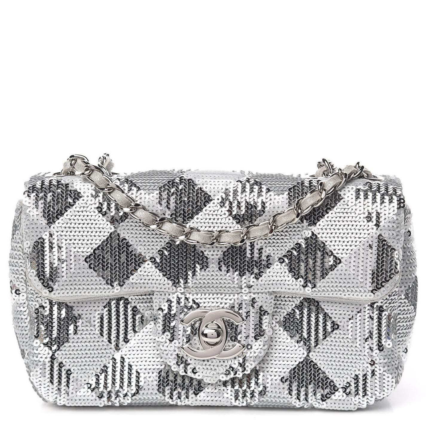 Sequin Geometric Extra Mini Flap Silver