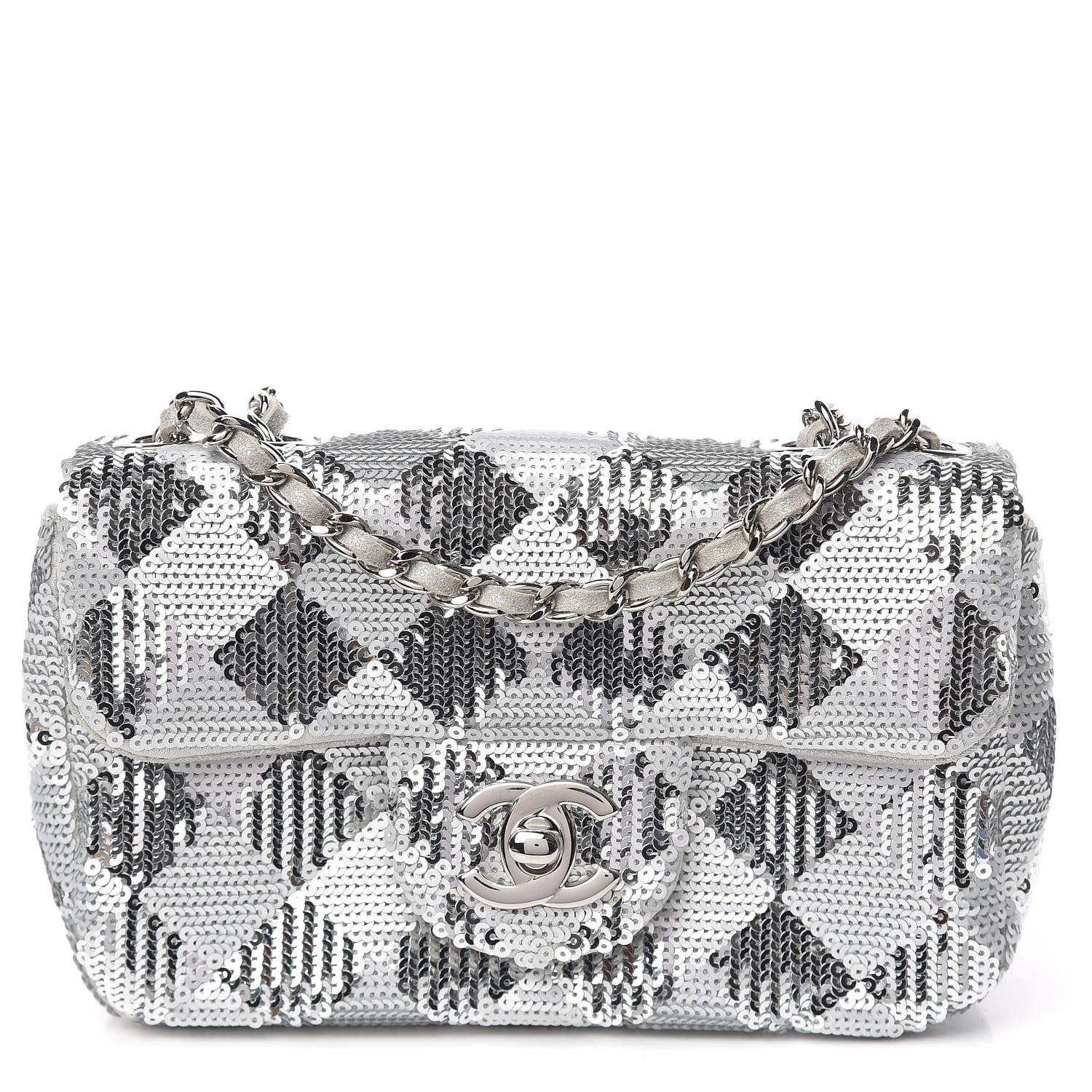 Chanel Sequin Geometric Extra Mini Flap Silver 1 of 12