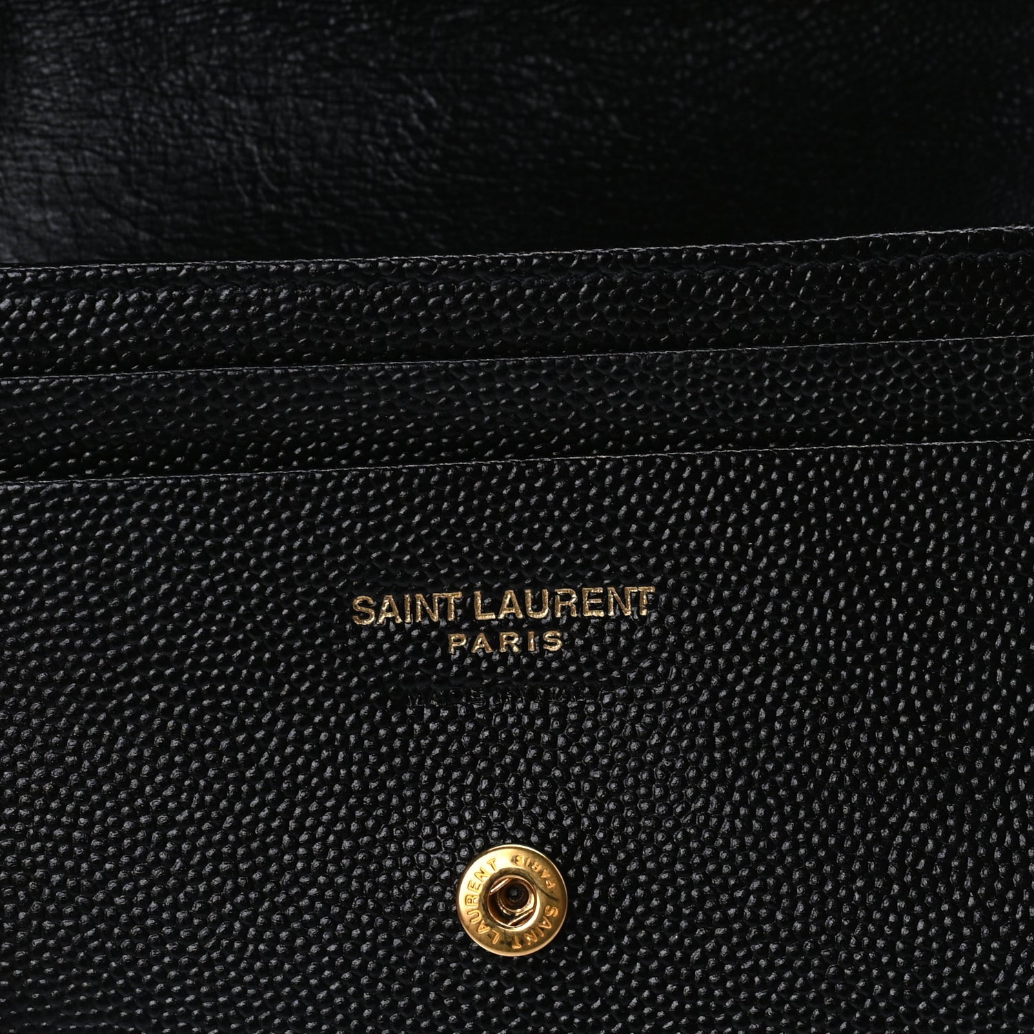 Saint Laurent Grain De Poudre Matelasse Chevron Cassandre Card Case Black 6 of 7