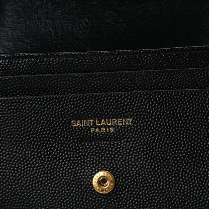 Saint Laurent Grain De Poudre Matelasse Chevron Cassandre Card Case Black 6 of 7