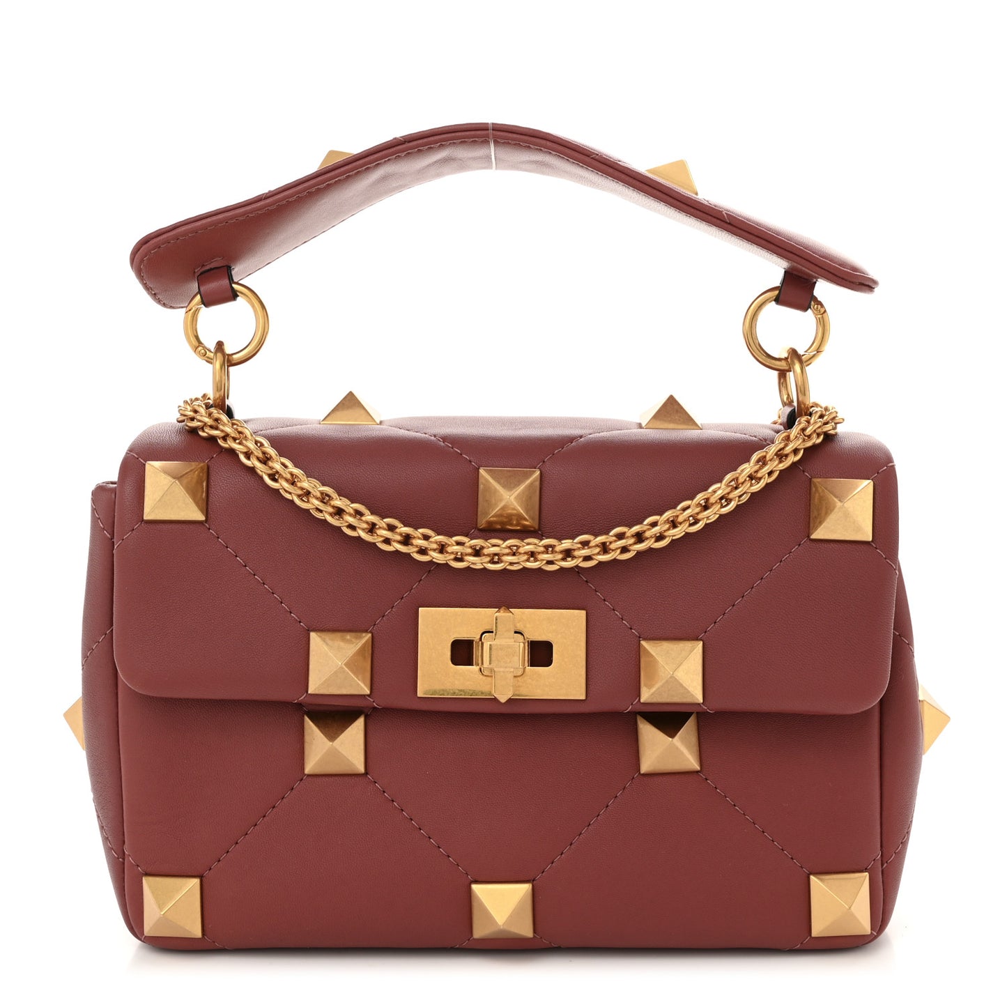 Nappa Medium Roman Stud Shoulder Bag Gingerbread