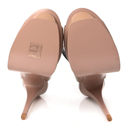 Saint Laurent Patent Tribute Lips Platform Sandals 38 Nude 6 of 9