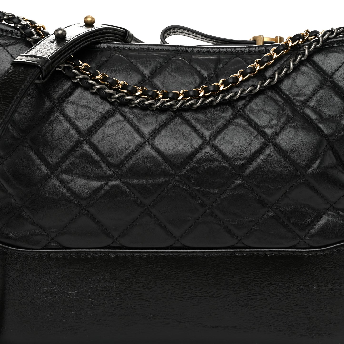 Aged Calfskin Quilted Medium Gabrielle Hobo Black