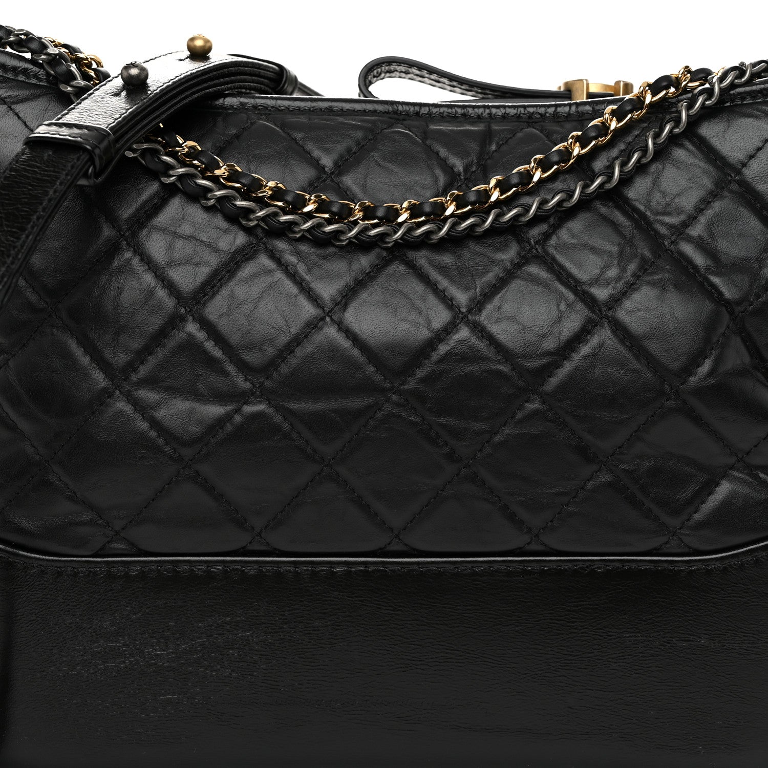 Chanel Aged Calfskin Quilted Medium Gabrielle Hobo Black 7 of 10