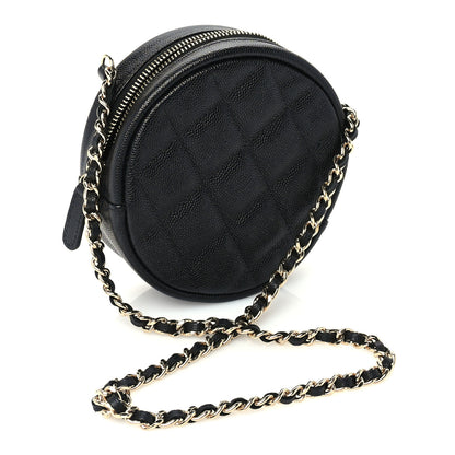 Chanel Caviar Quilted Round Clutch With Chain Black 2 of 9