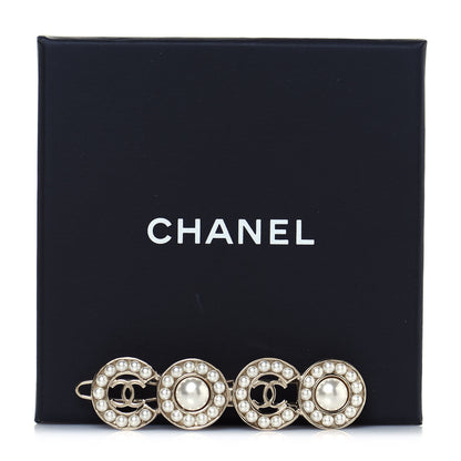 Chanel Pearl Coco Hair Clip Barrette Gold 6 of 6