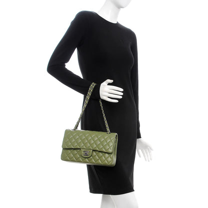 Chanel Lambskin Quilted Medium Double Flap Green 3 of 12