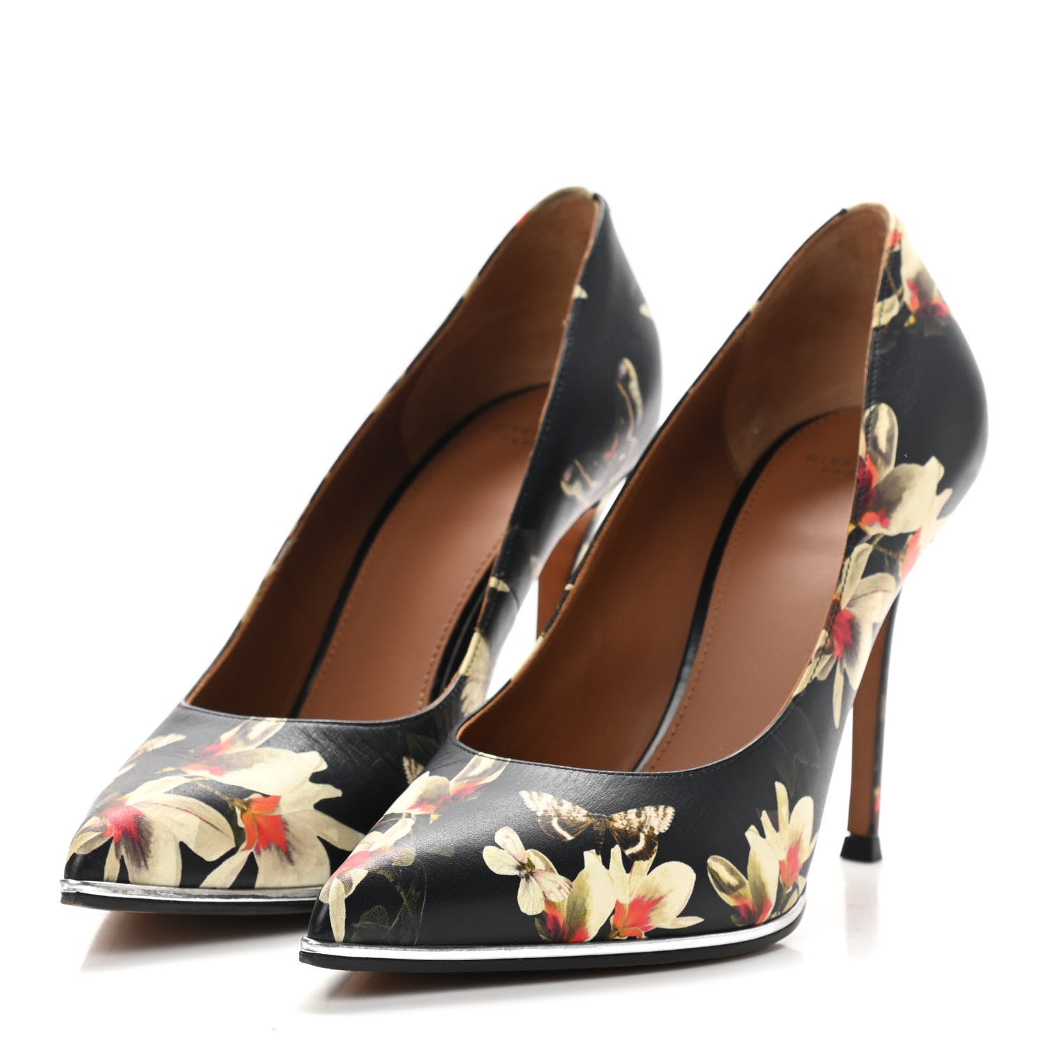 Givenchy Calfskin Floral Print Pointed Toe Pumps 37 Black Multicolor 2 of 9