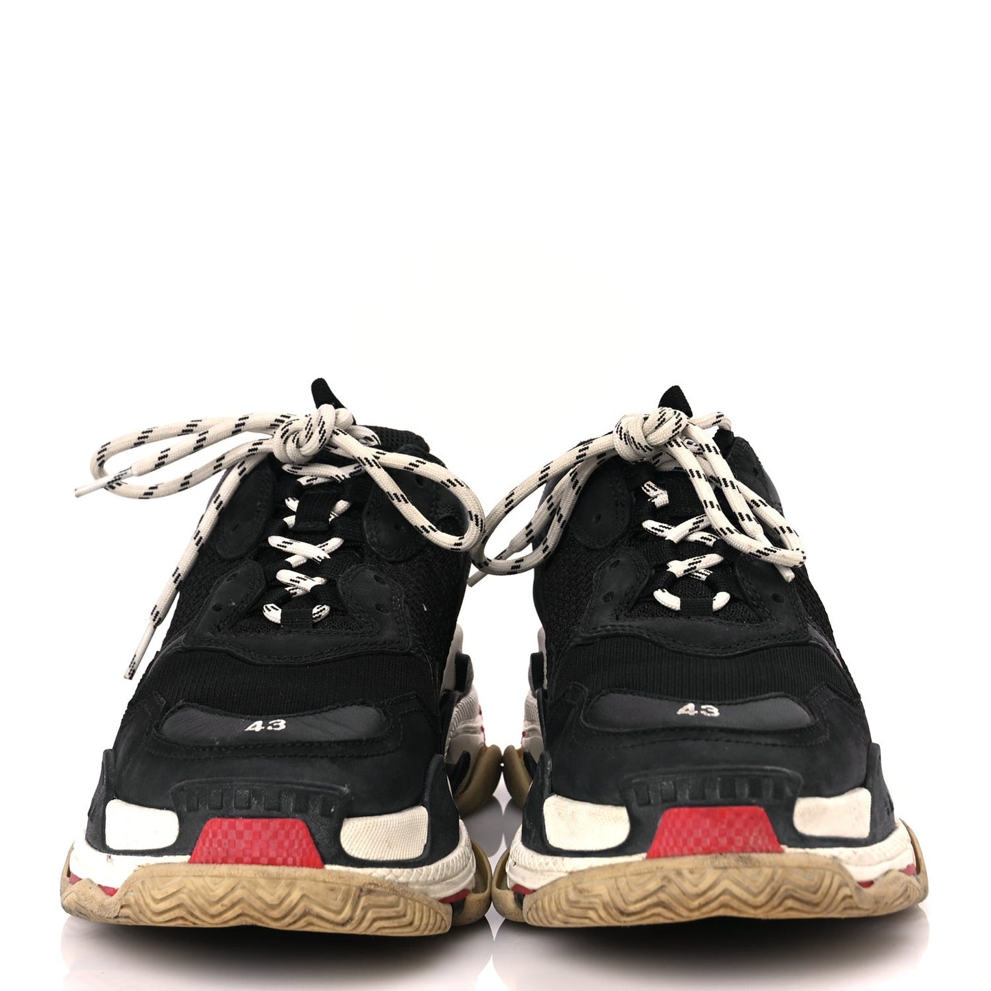 Fabric Mesh Washed Effect Mens Triple S Sneakers 43 Black Red