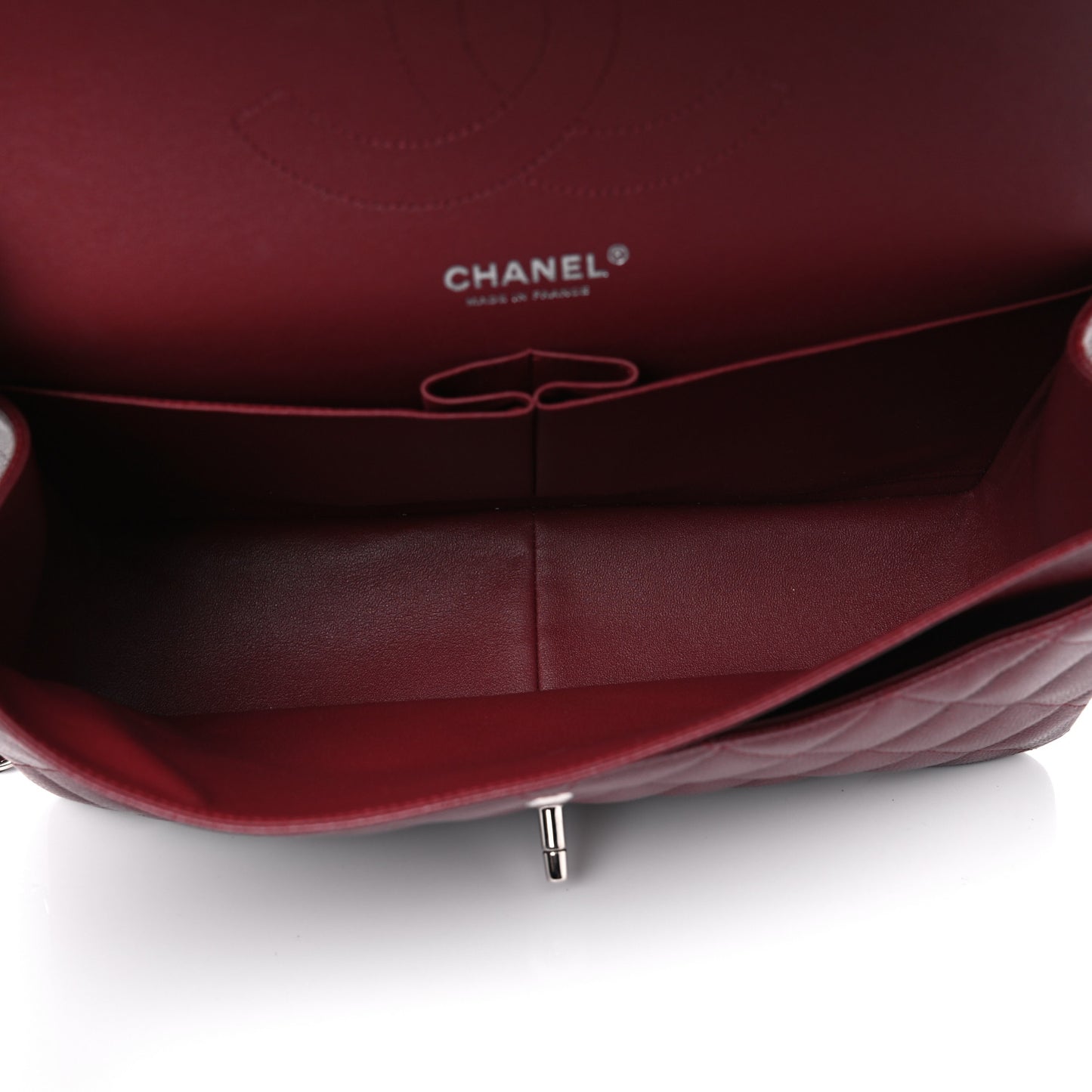 Caviar Quilted Jumbo Double Flap Burgundy
