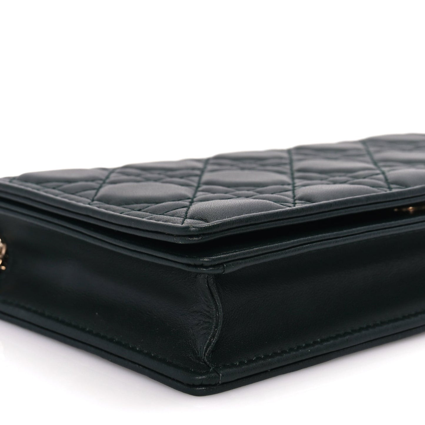 Lambskin Cannage Lady Dior Pouch Dark Green