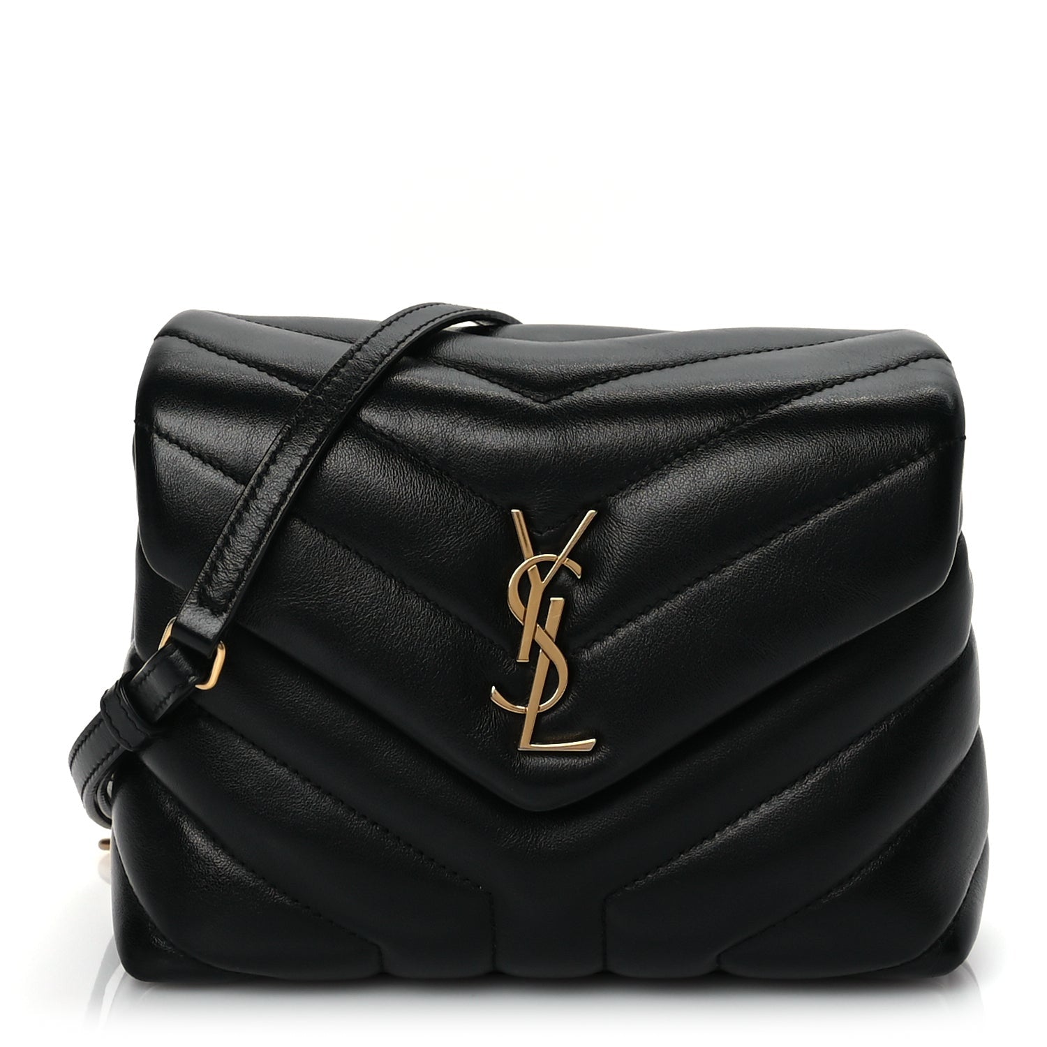 Saint Laurent Calfskin Y Quilted Monogram Toy Loulou Crossbody Satchel Black 1 of 8
