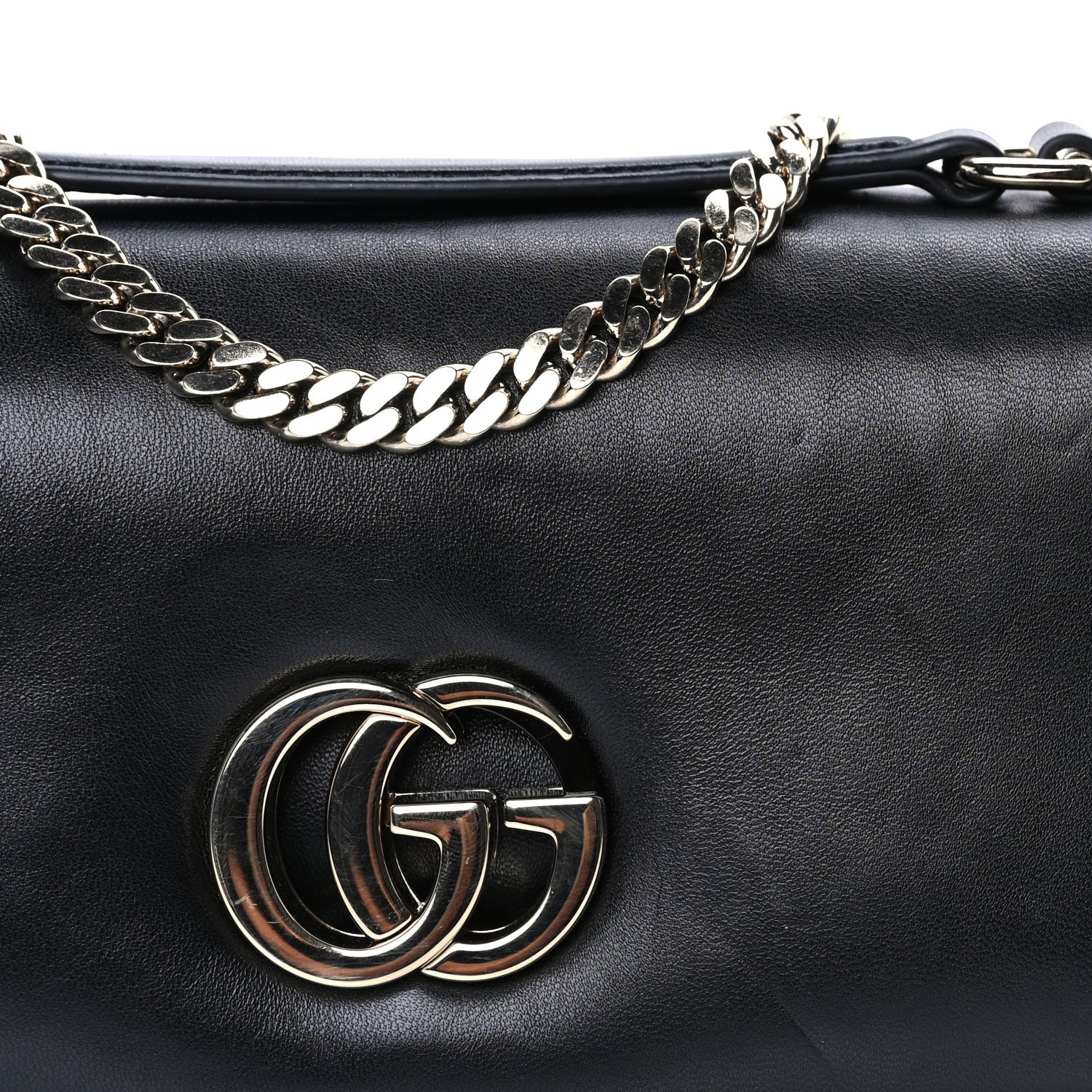 Gucci Lambskin Small GG Milano Top Handle Shoulder Bag Black 6 of 7