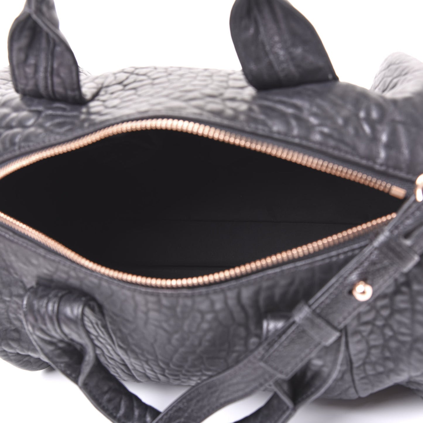 Pebbled Lambskin Rocco Black Rose Gold Hardware