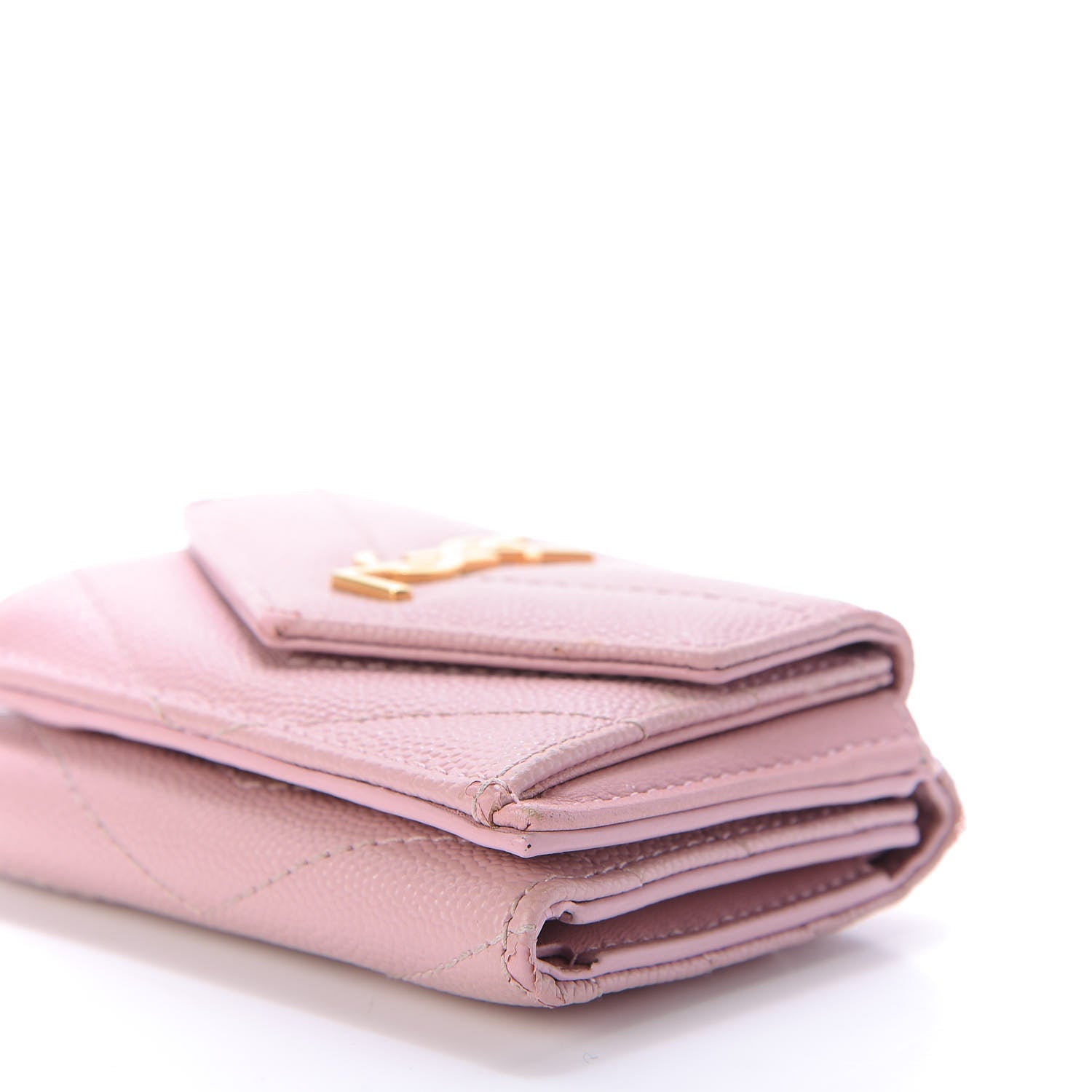 Saint Laurent Grain De Poudre Matelasse Chevron Monogram Tiny Wallet Tender Pink 6 of 10