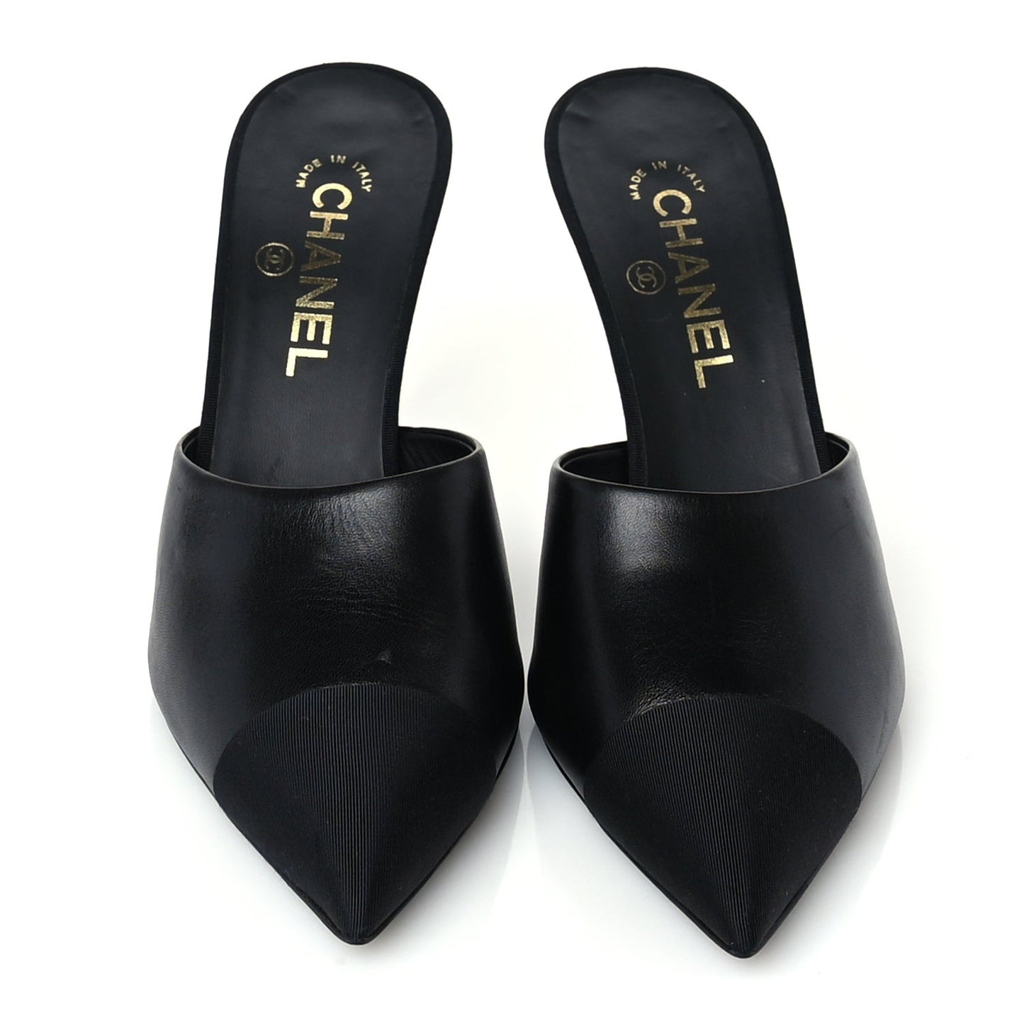 Goatskin Grosgrain Cap Toe Pearl Mule 39 Black