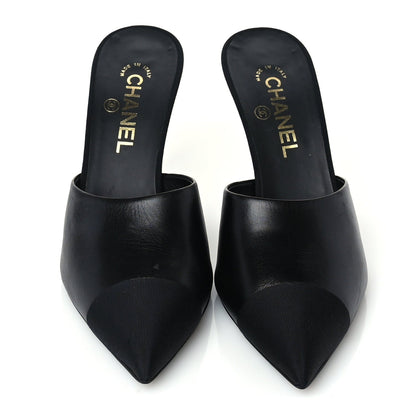 Chanel Goatskin Grosgrain Cap Toe Pearl Mule 39 Black 3 of 7