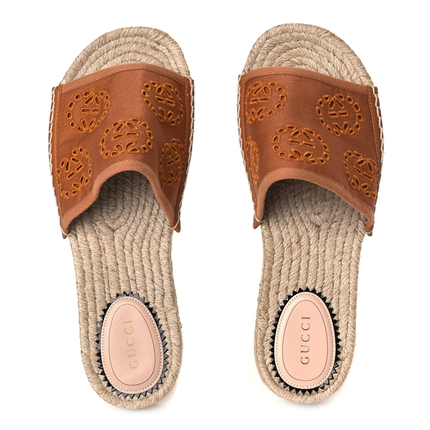 Canvas Interlocking G Damita Espadrille Sandals 38 Blondie Cognac