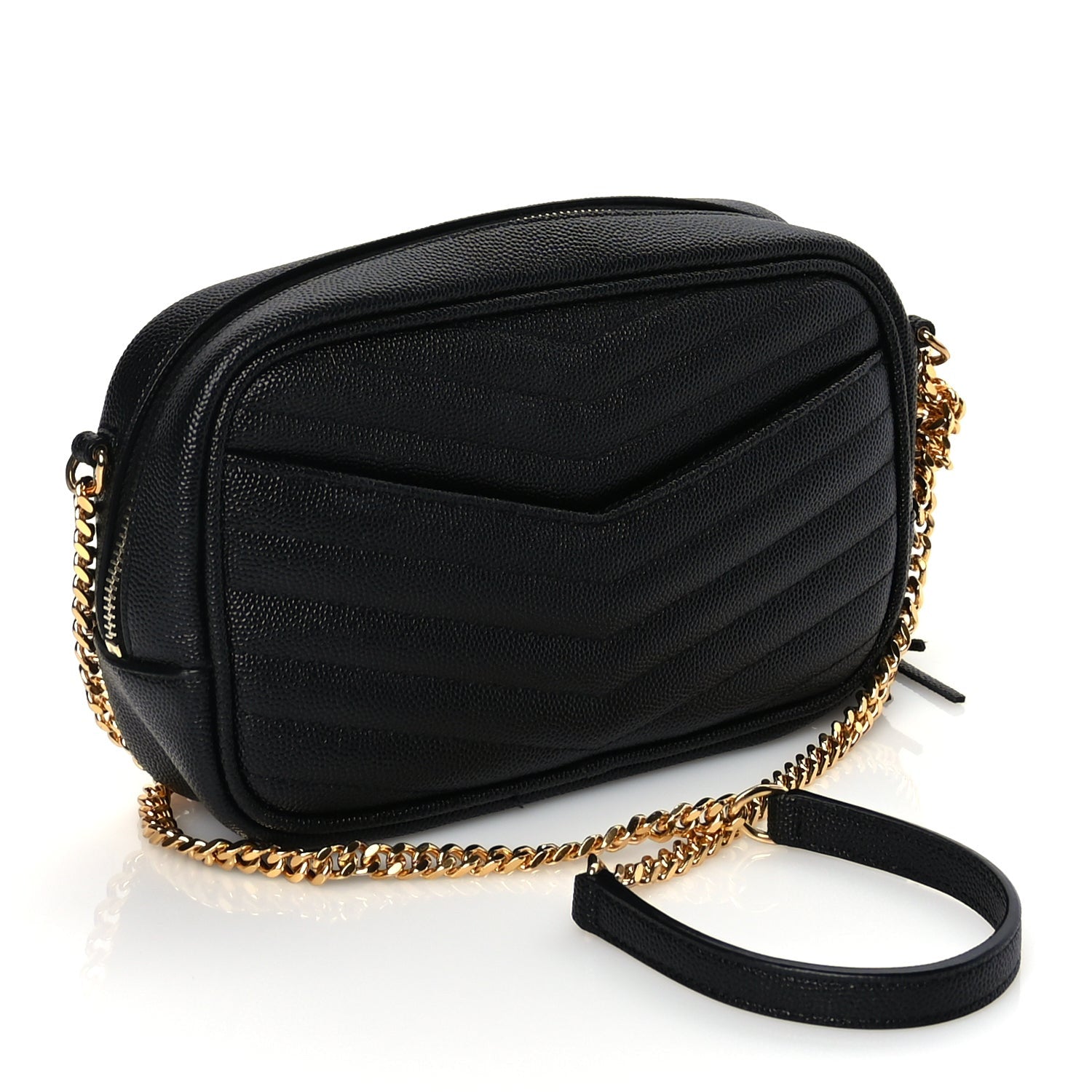 Saint Laurent Grain De Poudre Matelasse Monogram Mini Lou Camera Bag Black 2 of 9