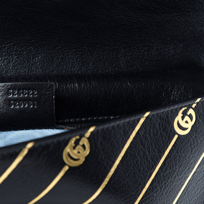 Gucci Calfskin Diagonal GG Medium Thiara Double Envelope Shoulder Bag Black White 10 of 11