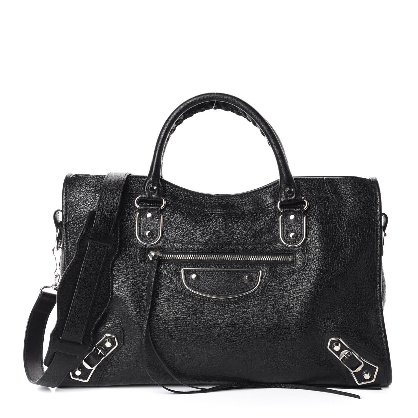 Chevre Silver Metallic Edge Hardware City Black