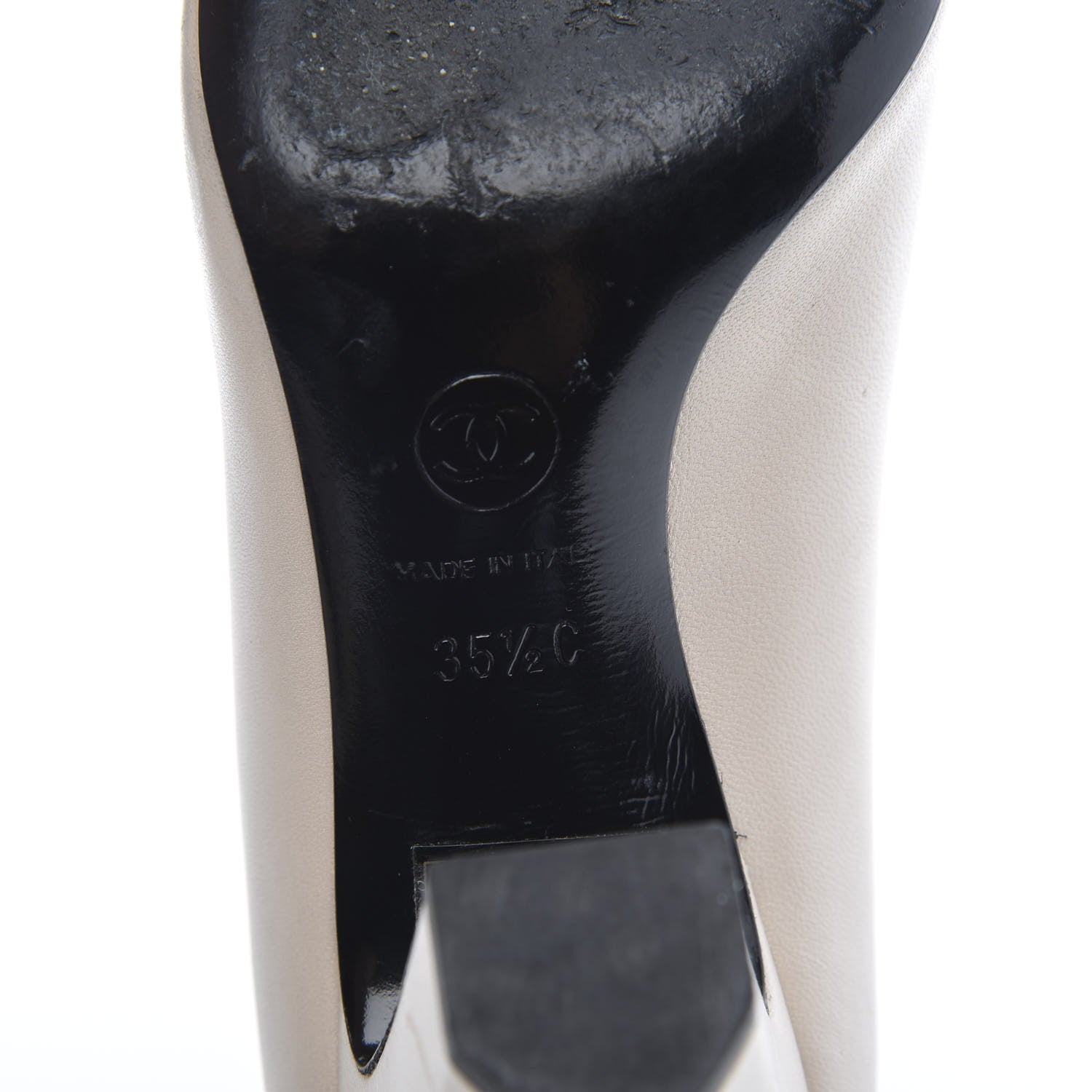 Chanel Lambskin Cap Toe Bow Pumps 35.5Beige Black 7 of 10