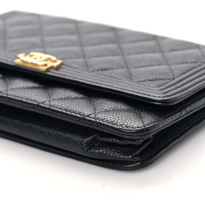Chanel Caviar Quilted Boy Wallet On Chain WOC Black 9 of 9
