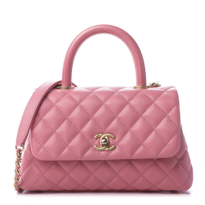 Chanel Caviar Lizard Embossed Quilted Mini Coco Handle Flap Pink 1 of 11