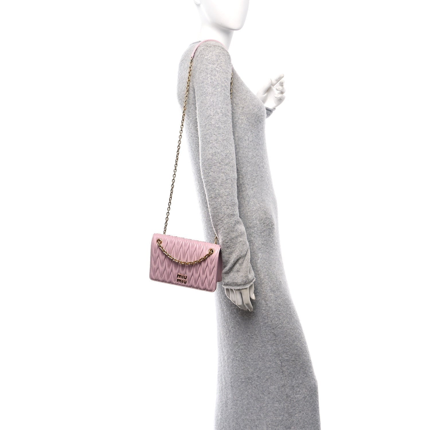 Miu Miu Nappa Matelasse Mini Chain Bag Alabastro 2 of 7