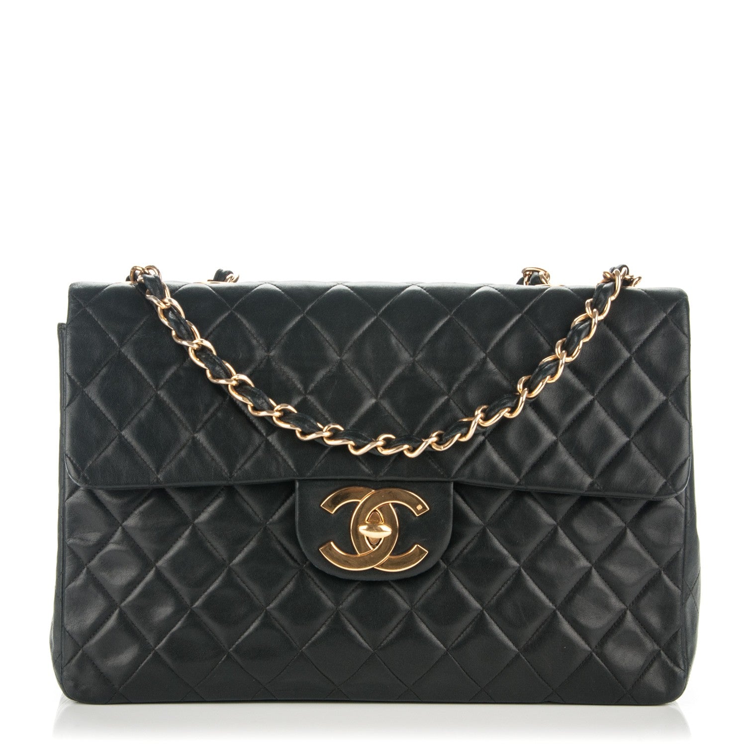 Chanel Lambskin Quilted XL Jumbo Single Flap Black 1 of 8